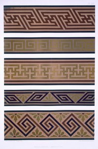 Ornamento Japonés: Bandas o bordes en oro sobre fondos de color oscuro, placa LXX de 